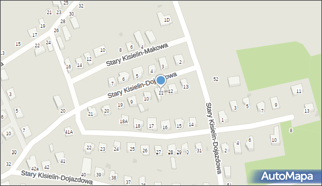 Zielona Góra, Stary Kisielin-Dojazdowa, 11, mapa Zielona Góra