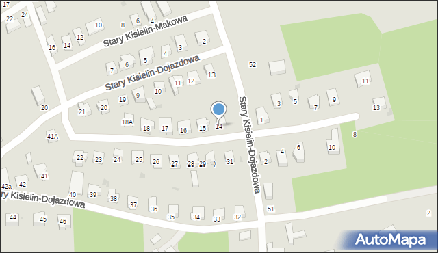 Zielona Góra, Stary Kisielin-Dojazdowa, 14, mapa Zielona Góra