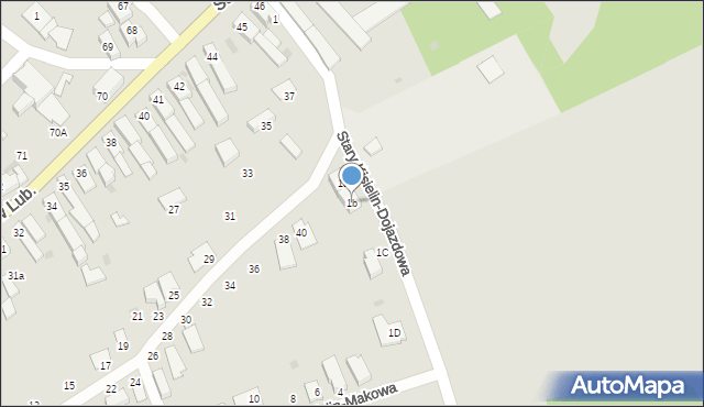 Zielona Góra, Stary Kisielin-Dojazdowa, 1b, mapa Zielona Góra