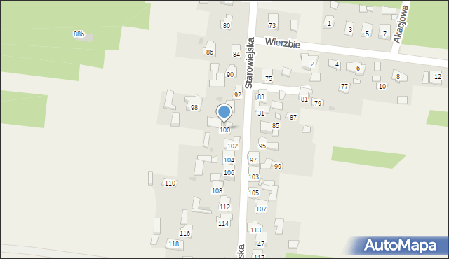 Żurada, Starowiejska, 100, mapa Żurada