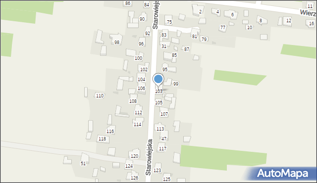 Żurada, Starowiejska, 103, mapa Żurada