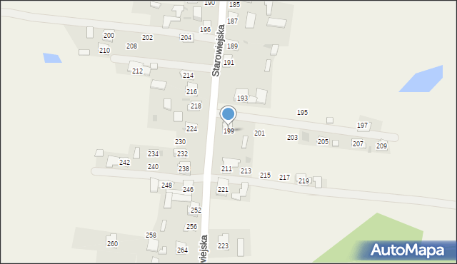 Żurada, Starowiejska, 199, mapa Żurada