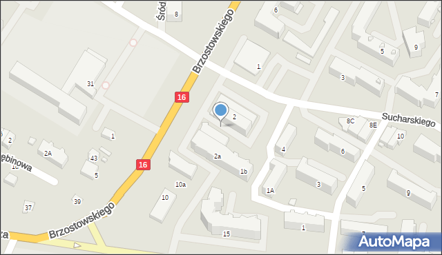 Augustów, Sucharskiego Henryka, mjr., 20a, mapa Augustów