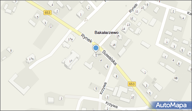 Bakałarzewo, Suwalska, 2, mapa Bakałarzewo