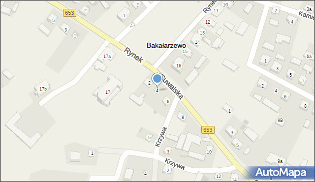 Bakałarzewo, Suwalska, 4, mapa Bakałarzewo