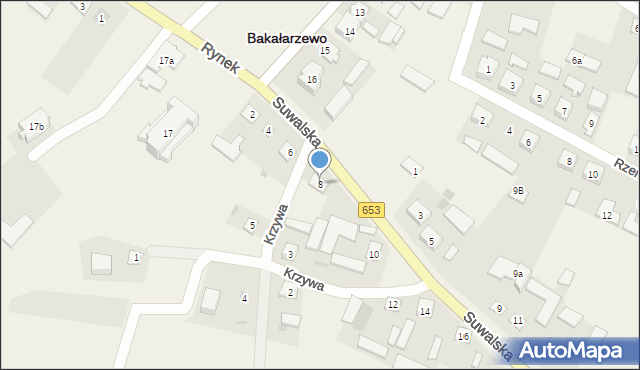 Bakałarzewo, Suwalska, 8, mapa Bakałarzewo