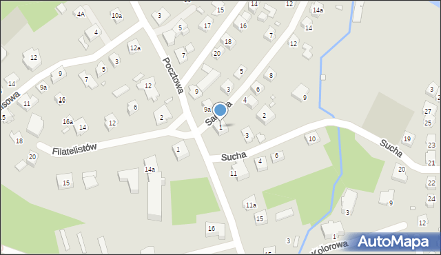 Bielsko-Biała, Sucha, 1, mapa Bielsko-Białej