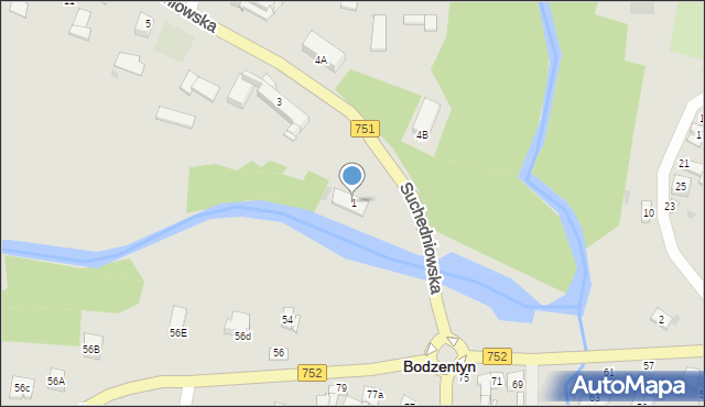 Bodzentyn, Suchedniowska, 1, mapa Bodzentyn