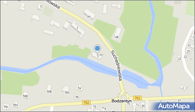 Bodzentyn, Suchedniowska, 1, mapa Bodzentyn