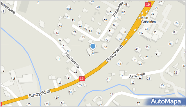 Boguchwała, Suszyckich, 10a, mapa Boguchwała