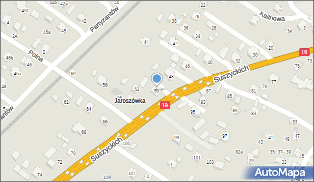 Boguchwała, Suszyckich, 50, mapa Boguchwała