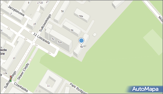 Bydgoszcz, Sułkowskiego Józefa, 54, mapa Bydgoszczy