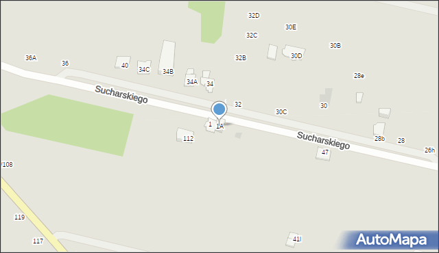 Częstochowa, Sucharskiego Henryka, mjr., 1A, mapa Częstochowy