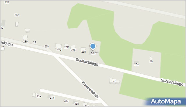 Częstochowa, Sucharskiego Henryka, mjr., 26c, mapa Częstochowy