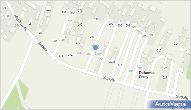 Dzikowiec, Sudoła Stanisława, ks., 260, mapa Dzikowiec