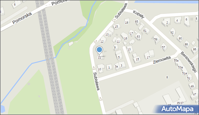 Gdańsk, Subisława, 11, mapa Gdańska