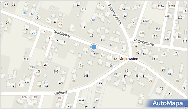 Jejkowice, Sumińska, 5, mapa Jejkowice