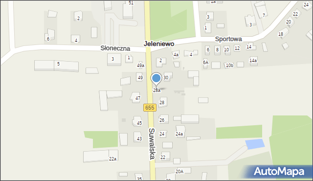 Jeleniewo, Suwalska, 28a, mapa Jeleniewo