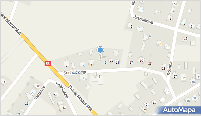 Kadzidło, Suchcickiego, ks., 7, mapa Kadzidło