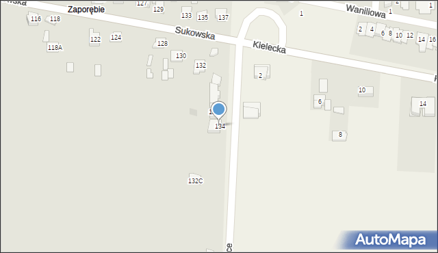 Kielce, Sukowska, 134, mapa Kielc