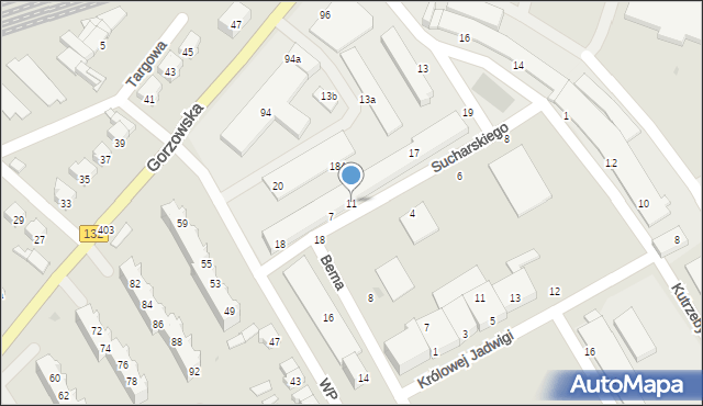 Kostrzyn nad Odrą, Sucharskiego Henryka, mjr., 11, mapa Kostrzyn nad Odrą