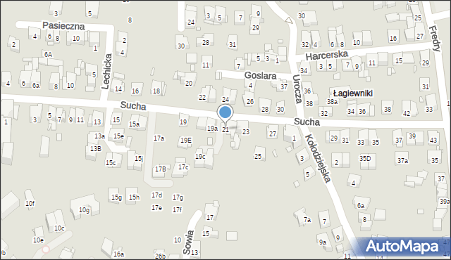 Kraków, Sucha, 21, mapa Krakowa