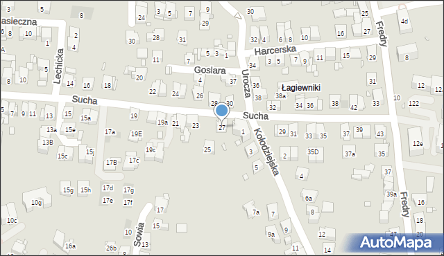 Kraków, Sucha, 27, mapa Krakowa