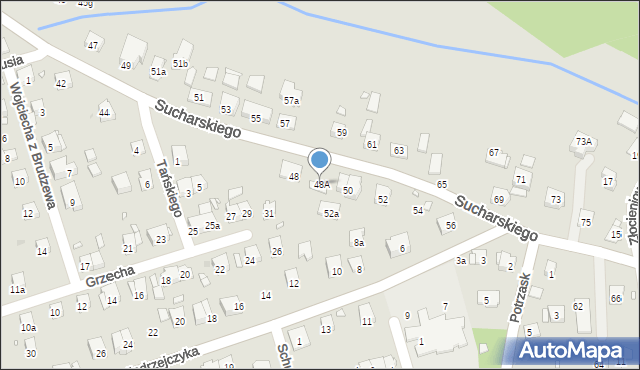 Kraków, Sucharskiego Henryka, mjr., 48A, mapa Krakowa