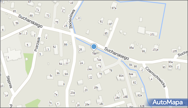 Kraków, Sucharskiego Henryka, mjr., 74b, mapa Krakowa