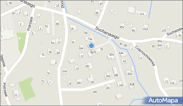 Kraków, Sucharskiego Henryka, mjr., 76, mapa Krakowa