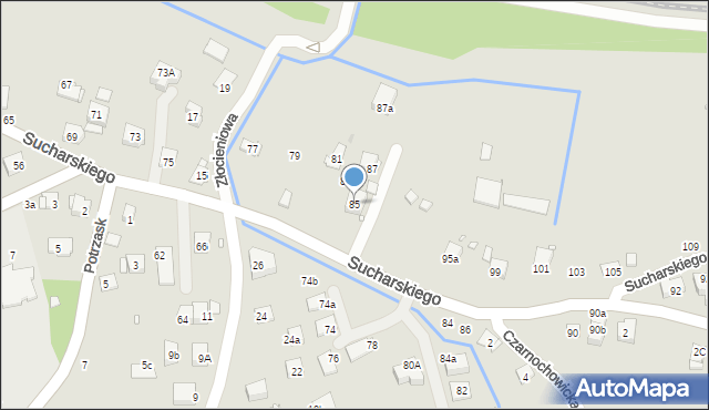 Kraków, Sucharskiego Henryka, mjr., 85, mapa Krakowa