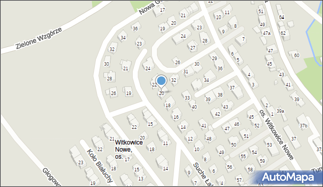 Kraków, Suche Łąki, 20, mapa Krakowa