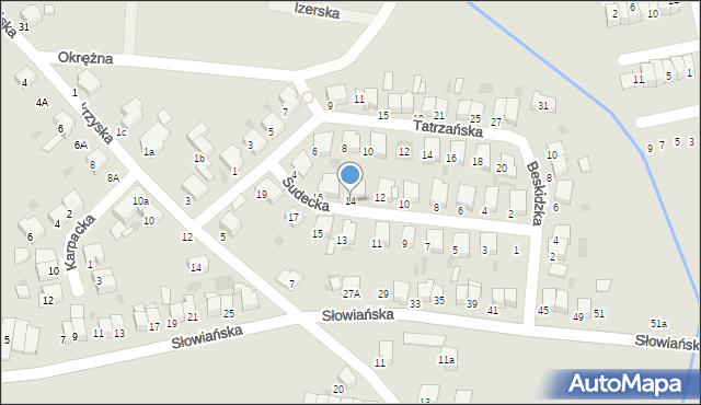 Krotoszyn, Sudecka, 14, mapa Krotoszyna