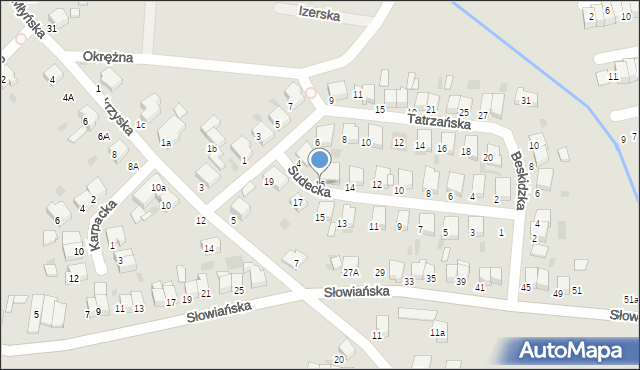Krotoszyn, Sudecka, 16, mapa Krotoszyna