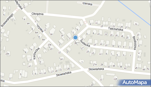 Krotoszyn, Sudecka, 19, mapa Krotoszyna