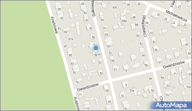 Łódź, Sułkowskiego Józefa, gen., 54, mapa Łodzi