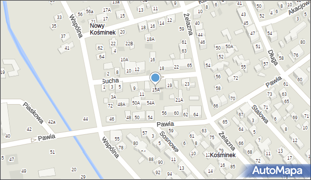 Lublin, Sucha, 15A, mapa Lublina