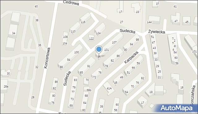 Lublin, Sudecka, 95, mapa Lublina