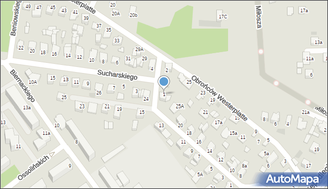 Mielec, Sucharskiego Henryka, mjr., 1, mapa Mielca