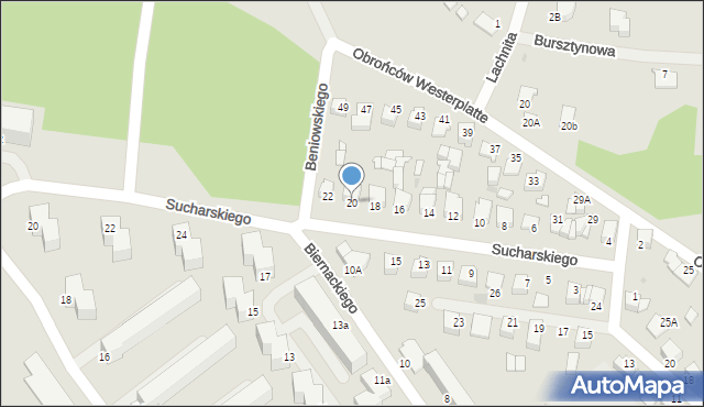 Mielec, Sucharskiego Henryka, mjr., 20, mapa Mielca