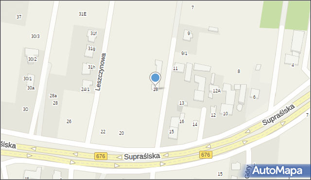 Nowodworce, Supraślska, 18, mapa Nowodworce