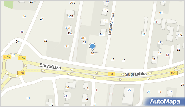 Nowodworce, Supraślska, 26, mapa Nowodworce