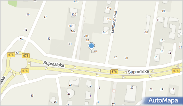 Nowodworce, Supraślska, 26a, mapa Nowodworce