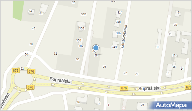 Nowodworce, Supraślska, 28, mapa Nowodworce