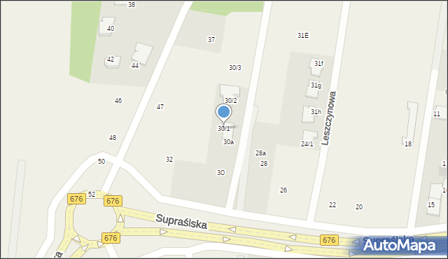 Nowodworce, Supraślska, 30/1, mapa Nowodworce