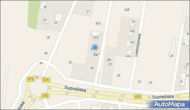 Nowodworce, Supraślska, 30a, mapa Nowodworce