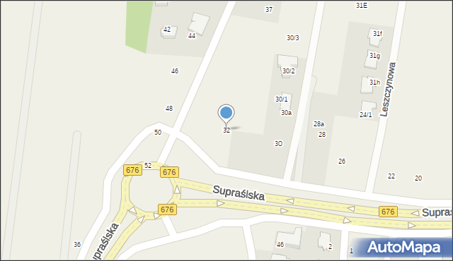 Nowodworce, Supraślska, 32, mapa Nowodworce