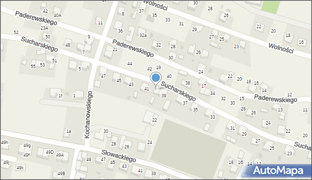 Piasek, Sucharskiego Henryka, mjr., 41a, mapa Piasek