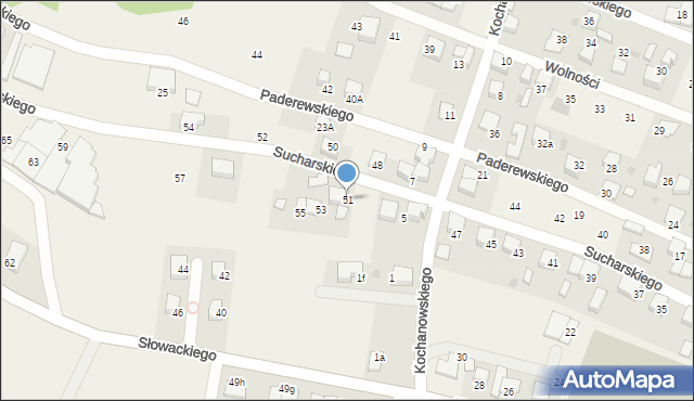 Piasek, Sucharskiego Henryka, mjr., 51, mapa Piasek