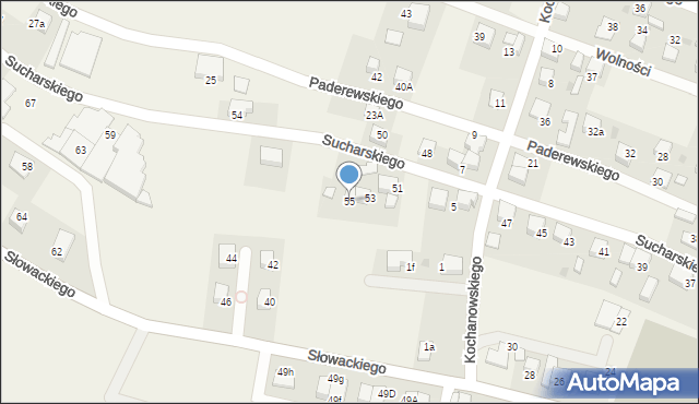 Piasek, Sucharskiego Henryka, mjr., 55, mapa Piasek